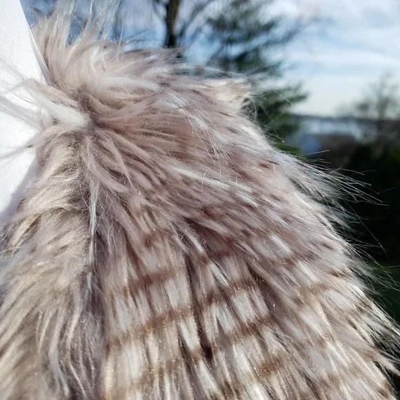 Faux Fur Vest Taupe Tan Variegated Vegan VSCO Juniors Sz M - Picture 4 of 10
